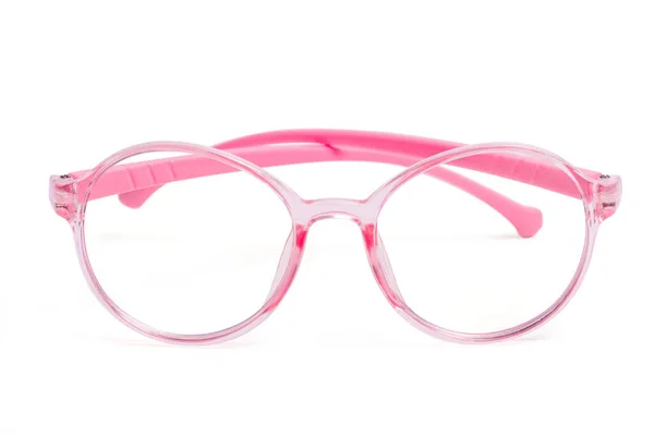 Isolated Optical Kid Pink Frame Eyeglasses White Background Myopia Nearsightedness — 스톡 사진