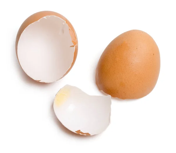 Isolated Broken eggshell. Top view group of broken eggshells stacked on white background. clipping path. clipping path.