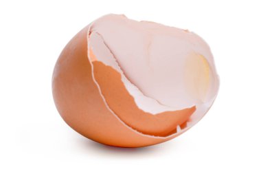 Isolated Broken eggshell. broken eggshells stacked on white background. clipping path. clipping path.