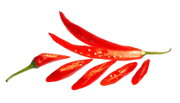 Красный перец чили изолированы на белом фоне — стоковое фото
