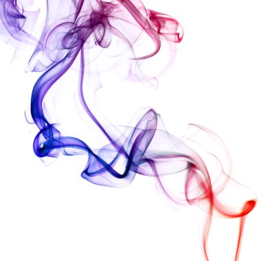 Beyaz arka plan üzerinde renkli duman