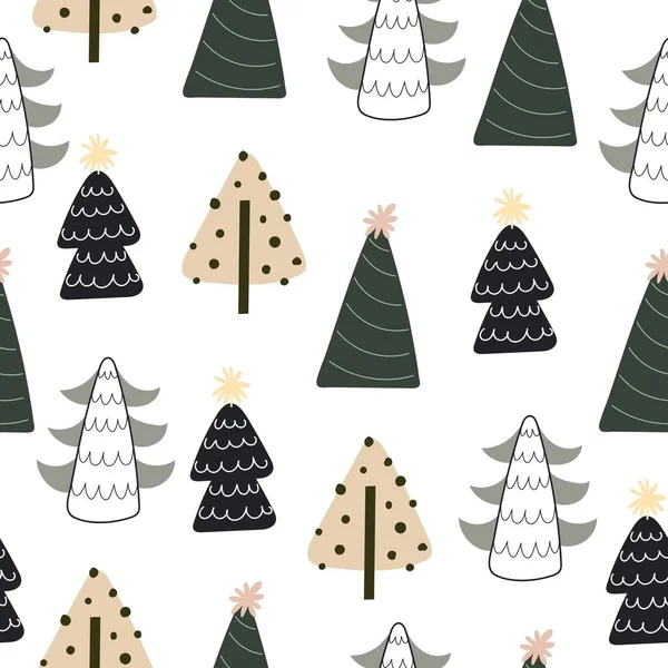 Patrón Sin Costuras Vacaciones Con Árbol Navidad Colorido Vector Estilo — Vector de stock