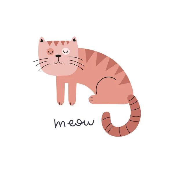 Juego Dibujos Animados Gatos Letras Dibujo Mano Vector Colorido Ilustración — Vector de stock