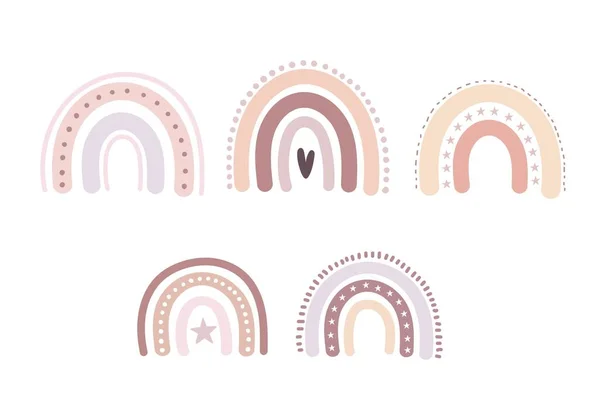 Niedliches Regenbogenset Bunte Vektorillustration Handzeichnung Vereinzelt Auf Weißem Hintergrund Babydesign — Stockvektor