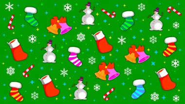 Noel, çeşitli nesnelerle dolu bir Noel arkaplanı çizimi.