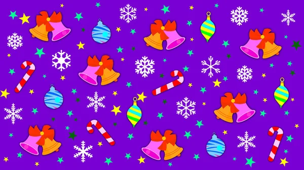 Noel, çeşitli nesnelerle dolu bir Noel arkaplanı çizimi.