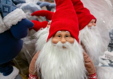 Noel zamanı. Noel Baba 'nın resmi, tebrik kartı. Arkaplan.