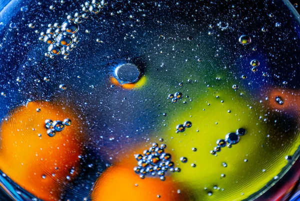 Абстрактний Фон Яскравими Колами Барвисте Зображення Краплі Олії Воді Рідка — стокове фото