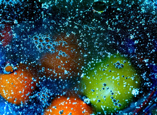 Fondo Abstracto Con Círculos Brillantes Imagen Colorida Gotas Aceite Agua — Foto de Stock