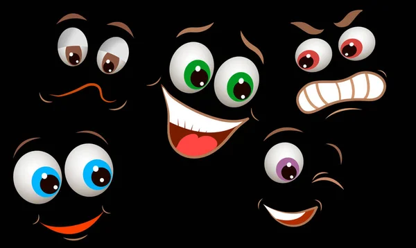 Emotions Cartoon Style Black Background — Stockfoto