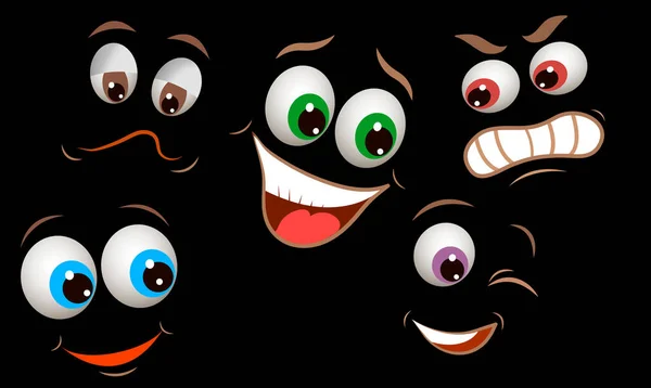 Emociones Estilo Dibujos Animados Sobre Fondo Negro — Foto de Stock