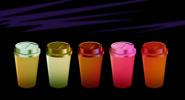 플라스틱 색깔의 일회용 컵으로 커피를 대접한다 — 스톡 사진