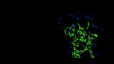 Komik hayvanlar, böcekler. Neon ışığı. Reklam pankartları ve sitelerin tasarımı. Parlak işaret.