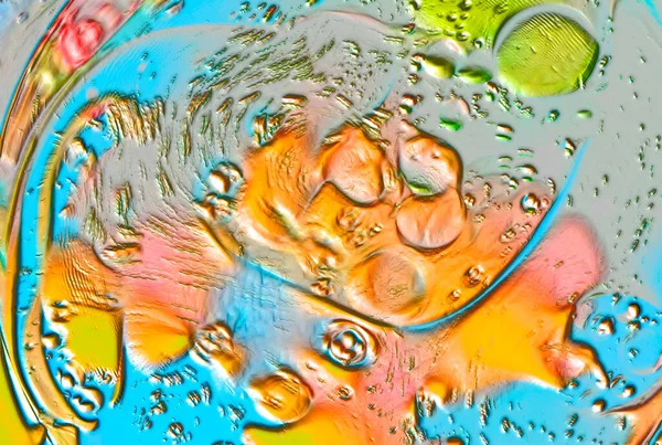 Fundo Abstrato Com Círculos Brilhantes Imagem Colorida Gotas Óleo Água — Fotografia de Stock