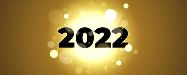 数字と光沢のある粒子の後ろにグレアで新年の2022年の背景に — ストックベクタ