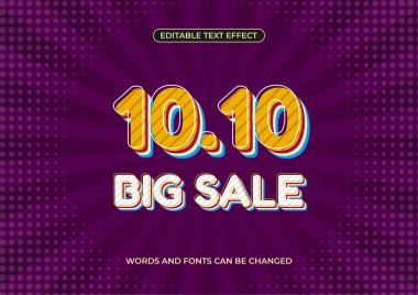 Modern retro 10.10 büyük satış afişi tanıtımı, düzenlenebilir metin efekti