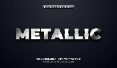 Gerçekçi gümüş metal metin efekti. Lüks, üç boyutlu, parlak, kalın metin
