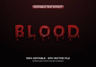 Gerçekçi kan metni etkisi. Korku konsepti için kırmızı mesaj. Dramatik yazı tipi efekti