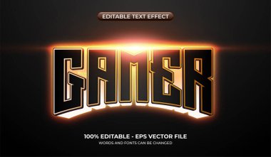 Parlayan oyuncu metin efekti. Neon ışıklı 3d esport grafik biçimleri