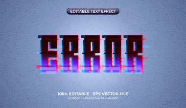 Hata metin efekti. Düzenlenebilir grafik biçimleri. Kırık sinyal yazı tipi efekti. Veritabanı biçimi