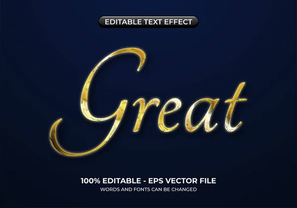 Great Text Effect Luxury Graphic Styles Elegant Glossy Gold Text — Stockvector