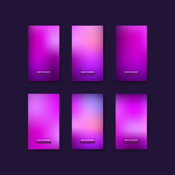 ぼやけた紫色のソーシャルメディアの物語の背景のセット 明るく暗い色の抽象的なグラデーションメッシュ モバイルアプリ用のモダンなスクリーンベクトルデザイン ピンク 紫のグラデーションカラー — ストックベクタ