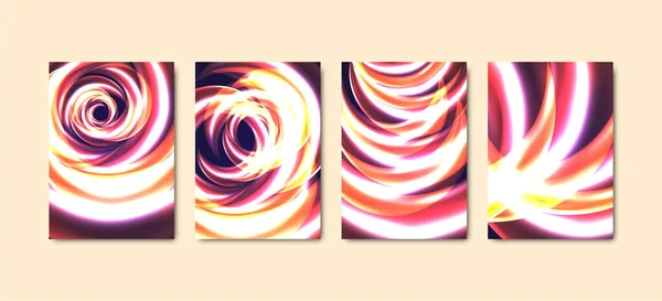 Cool Abstract Neon Light Background Collection Set Futuristic Light Poster — Stok Vektör