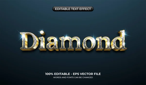 Realistischer Diamanttext Effekt Editierbarer Texteffekt Silber Und Gold Hochglanzgrafik — Stockvektor