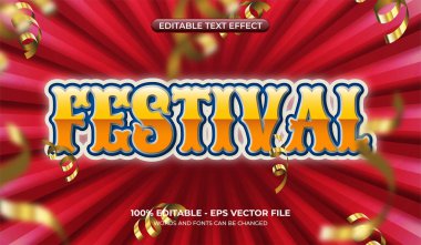 Editable Festival text effect. Cheerful event text style