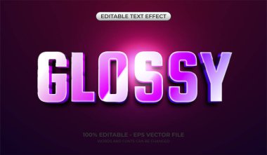 Realistic glossy 3d text effect. Editable shiny gradient text effect