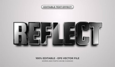 Elegant 3d black reflective text effect. Editable masculine text effects