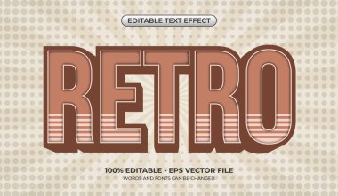 Retro text effect. Editable classic text effect with retro background. Halftone with sunburst background
