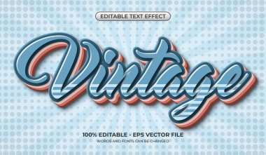 Vintage text effect. Editable classic text effect with retro background. Halftone with sunburst background