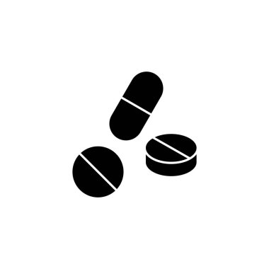 İnternet ve mobil uygulama için hap ikonu vektörü. Kapsül simgesi. Uyuşturucu işareti ve sembol