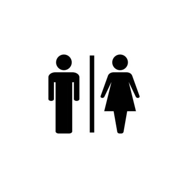 Web ve mobil uygulama için tuvalet ikonu vektörü. Kızlar ve erkekler tuvaletleri imzalar ve simgeler. Banyo tabelası. wc, tuvalet