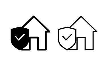 İnternet ve mobil uygulama için ev sigortası ikonu vektörü. ev koruma işareti ve sembol