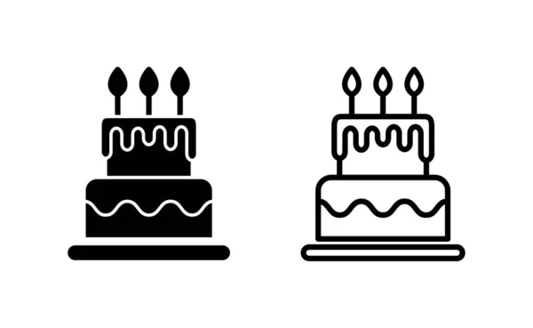 Cake Icon Vector Web Mobile App Cake Sign Symbol Birthday — Vetor de Stock