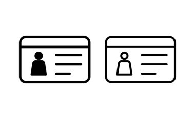 Web ve mobil uygulama için lisans simgesi vektörü. Kimlik kartı simgesi. Sürücü ehliyeti, personel kimlik kartı 