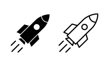 Web ve mobil uygulama için roket simgesi vektörü. Başlangıç işareti ve sembol. roket fırlatma simgesi