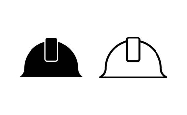 Web ve mobil uygulama için kask simgesi vektörü. Motosiklet kaskı tabelası ve sembolü. İnşaat miğferi simgesi. Güvenlik kaskı