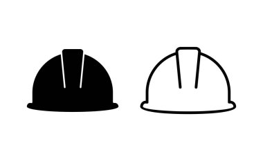 Web ve mobil uygulama için kask simgesi vektörü. Motosiklet kaskı tabelası ve sembolü. İnşaat miğferi simgesi. Güvenlik kaskı