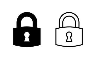 Web ve mobil uygulama için simge vektörünü kilitle. Asma kilit işareti ve sembol. Şifreleme simgesi. Güvenlik sembolü