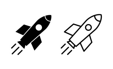 Web ve mobil uygulama için roket simgesi vektörü. Başlangıç işareti ve sembol. roket fırlatma simgesi