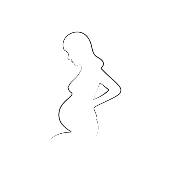 Liniowa Sylwetka Kobiety Ciąży Koncepcja Komunikacji Przyszłym Dzieckiem Przygotowanie Bezpiecznego — Wektor stockowy