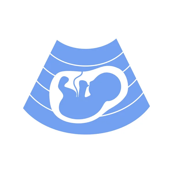 Ultra Som Ícone Azul Feto Conceito Bebê Útero Mãe Gravidez — Vetor de Stock