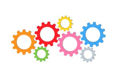 renk düz vites seti. Entegrasyon ve verimlilik, iş akışı ve uygulama, inşaat ve geliştirme, işbirliği. Basit tasarım elemanı etkin süreç ve işlem