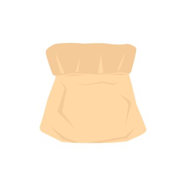 Sarı buruşmuş kağıt torba. Yumuşak gıda torbası kavramı genellikle marketlerde ve süpermarketlerde çevreye ve küçük malların ekolojik hızlı paketlenmesine dikkat etmek için kullanılır. Beyaz üzerine basit işaret