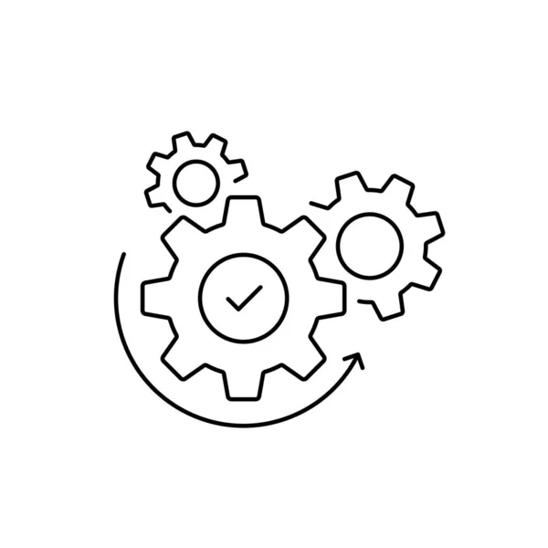 thin line set of gear like easy operation process. concept of innovation development or work flow progress. modern thin line style logotype element graphic art design isolated on white background