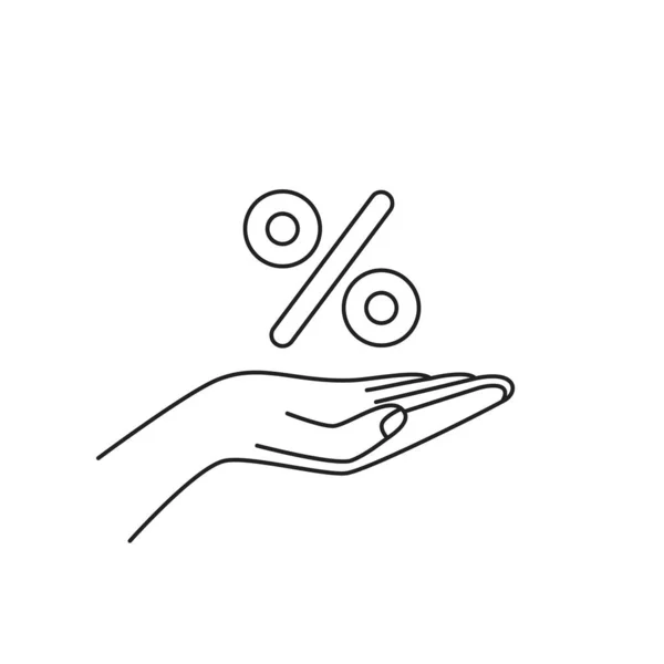 Black Percent Sign Thin Line Female Hand Icon Abstract Stroke — ストックベクタ