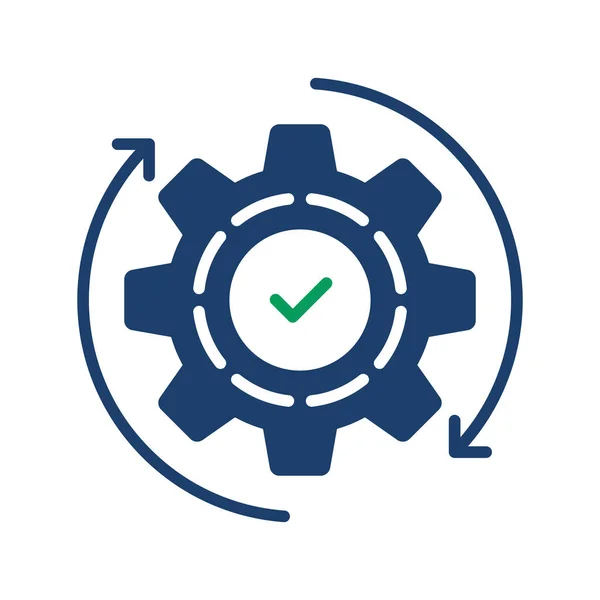 technical process icon with abstract cogwheel. design element in flat style or strategy logotype graphic for business or web. concept of optimal work or methodology automation or kpi productivity
